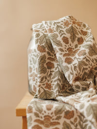 Cotton jersey / botanical owls - ecru