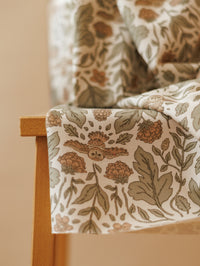 Cotton french terry / botanical owls - ecru