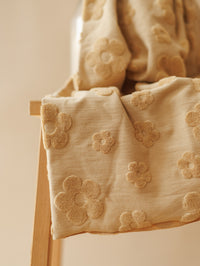 Cotton jersey / Terry Flowers - Light Caramel