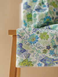 Cotton / Blue + Green Florals