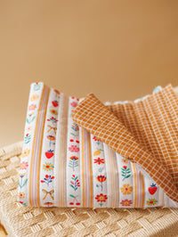 Quilted muslin / Caramel checkers