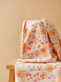 Cotton Poplin / Cats & flowers - peach
