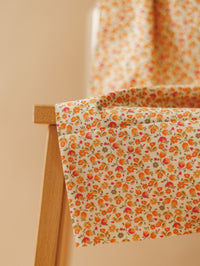 Cotton Poplin / Tiny Peach & Orange Flowers