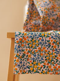 Cotton Poplin / Spring Floral – Golden Yellow & Blue