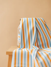 Cotton Poplin / Blue & Honey Stripes