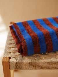 Bamboo toweling / Royal Blue + Chocolate